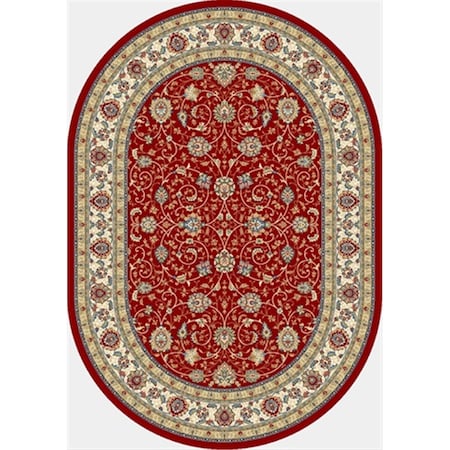 Dynamic Rugs Ancient Garden 5 ft. 3 in. x 7 ft. 7 in. Oval 57120-1464 Rug - Red/Ivory ANOV69571201464